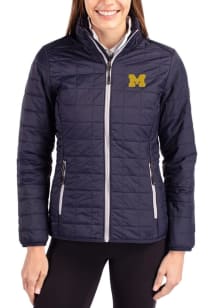 Cutter and Buck Michigan Wolverines Womens Navy Blue Rainier PrimaLoft Filled Jacket