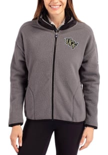 Cutter and Buck UCF Knights Womens Grey Cascade Sherpa Long Sleeve Full Zip Jacket