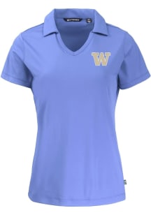 Cutter and Buck Washington Huskies Womens Pink Daybreak V Neck Short Sleeve Polo Shirt