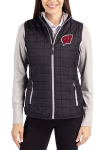 Cutter and Buck Wisconsin Badgers Womens Black Rainier PrimaLoft Vest