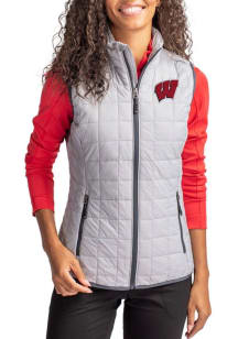 Cutter and Buck Wisconsin Badgers Womens Grey Rainier PrimaLoft Vest