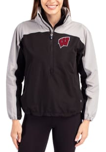 Cutter and Buck Wisconsin Badgers Womens Black Charter Eco Pullover
