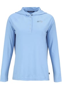 Cutter and Buck Seattle Seahawks Womens Blue Mono Coastline Eco Hooded Sweatshirt