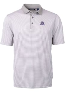 Cutter and Buck Northwestern Wildcats Mens Grey Vault Virtue Eco Pique Micro Stripe Short Sleeve P..
