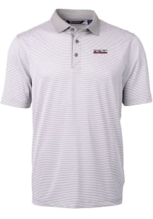 Cutter and Buck Texas Tech Red Raiders Mens Grey Vault Virtue Eco Pique Micro Stripe Short Sleeve..
