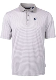 Cutter and Buck Michigan Wolverines Grey Vault Virtue Eco Pique Micro Stripe Big and Tall Polo