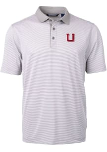 Cutter and Buck Utah Utes Grey Vault Virtue Eco Pique Micro Stripe Big and Tall Polo
