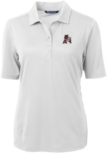 Cutter and Buck Arkansas Razorbacks Womens White Vault Virtue Eco Pique Short Sleeve Polo Shirt