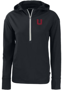 Cutter and Buck Utah Utes Womens Black Vault Daybreak Hood Qtr Zip