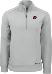 Cutter and Buck Rochester Red Wings Mens Grey Roam Long Sleeve Qtr Zip Pullover