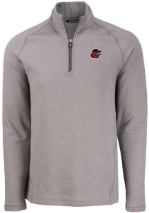 Cutter and Buck Rochester Red Wings Mens Grey Pehastin Long Sleeve Qtr Zip Pullover