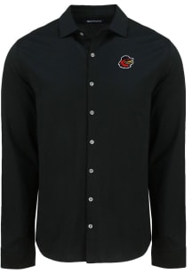 Cutter and Buck Rochester Red Wings Mens Black Advantage Soft Pique Long Sleeve Dress Shirt