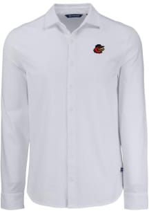 Cutter and Buck Rochester Red Wings Mens White Advantage Soft Pique Long Sleeve Dress Shirt