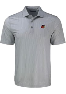 Cutter and Buck Rochester Red Wings Mens Grey Pike Shadow Check Short Sleeve Polo