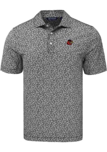 Cutter and Buck Rochester Red Wings Mens Black Pike Flora Short Sleeve Polo