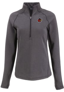 Cutter and Buck Rochester Red Wings Womens Black Pehastin Qtr Zip