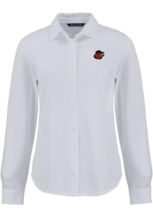 Cutter and Buck Rochester Red Wings Womens Advantage Soft Pique Long Sleeve White Dress Shirt