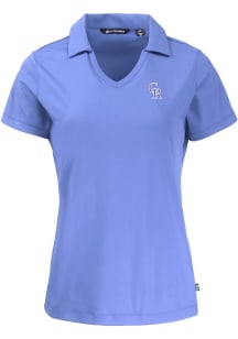 Cutter and Buck Colorado Rockies Womens Pink Mono Daybreak V Neck Short Sleeve Polo Shirt