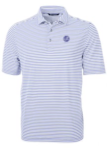 Cutter and Buck New York Yankees Mens Pink Mono Virtue Eco Pique Stripe Short Sleeve Polo