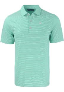 Cutter and Buck Oakland Athletics Mens Green Mono Forge Double Stripe Short Sleeve Polo