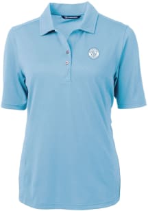 Cutter and Buck Milwaukee Brewers Womens Blue Mono Virtue Eco Pique Short Sleeve Polo Shirt