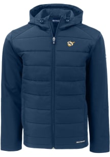 Cutter and Buck West Virginia Mountaineers Mens Navy Blue Evoke Hood Medium Weight Jacket