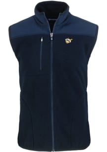 Cutter and Buck West Virginia Mountaineers Mens Navy Blue Cascade Sherpa Sleeveless Jacket
