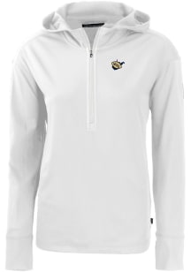 Cutter and Buck West Virginia Mountaineers Womens White Daybreak Hood Qtr Zip