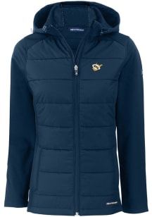 Cutter and Buck West Virginia Mountaineers Womens Navy Blue Evoke Hood Heavy Weight Jacket