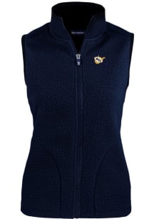 Cutter and Buck West Virginia Mountaineers Womens Navy Blue Cascade Sherpa Vest