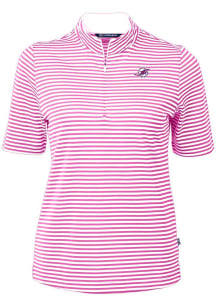 Cutter and Buck Miami Dolphins Womens Purple Mono Virtue Eco Pique Stripe Short Sleeve Polo Shirt
