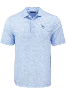 Cutter and Buck Minnesota Vikings Mens Blue Mono Pike Flora Short Sleeve Polo
