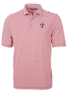 Cutter and Buck Indiana Hoosiers Mens Crimson Virtue Stripe Short Sleeve Polo