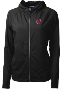 Cutter and Buck Wisconsin Badgers Womens Black Adapt Eco Light Weight Jacket