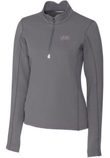 Cutter and Buck TCU Horned Frogs Womens Grey Traverse Qtr Zip