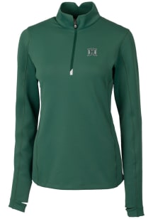 Cutter and Buck Hawaii Warriors Womens Green Traverse Qtr Zip