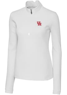 Cutter and Buck Houston Cougars Womens White Traverse Qtr Zip