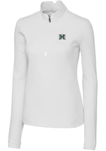 Cutter and Buck Hawaii Warriors Womens White Traverse Qtr Zip
