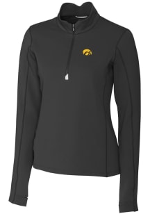 Cutter and Buck Iowa Hawkeyes Womens Black Traverse Qtr Zip