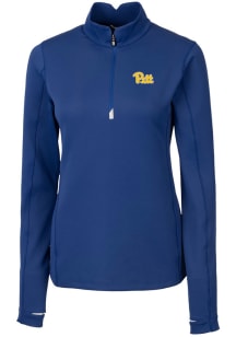Cutter and Buck Pitt Panthers Womens Blue Traverse Qtr Zip