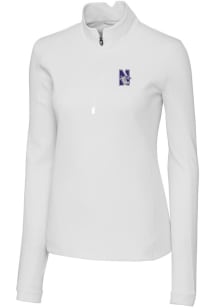 Cutter and Buck Northwestern Wildcats Womens White Traverse Qtr Zip