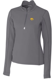 Cutter and Buck Iowa Hawkeyes Womens Grey Traverse Qtr Zip