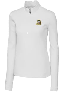 Cutter and Buck Oregon Ducks Womens White Traverse Qtr Zip