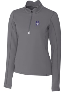 Cutter and Buck Northwestern Wildcats Womens Grey Traverse Qtr Zip