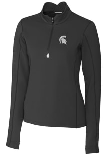 Cutter and Buck Michigan State Spartans Womens Black Traverse Qtr Zip