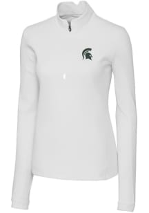 Cutter and Buck Michigan State Spartans Womens White Traverse Qtr Zip