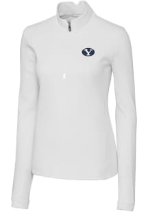Cutter and Buck BYU Cougars Womens White Traverse Qtr Zip