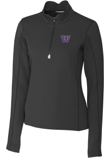 Cutter and Buck Washington Huskies Womens Black Traverse Qtr Zip