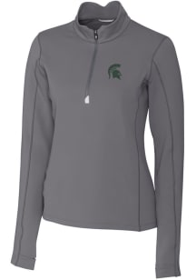 Cutter and Buck Michigan State Spartans Womens Grey Traverse Qtr Zip