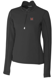 Cutter and Buck Miami RedHawks Womens Black Traverse Qtr Zip